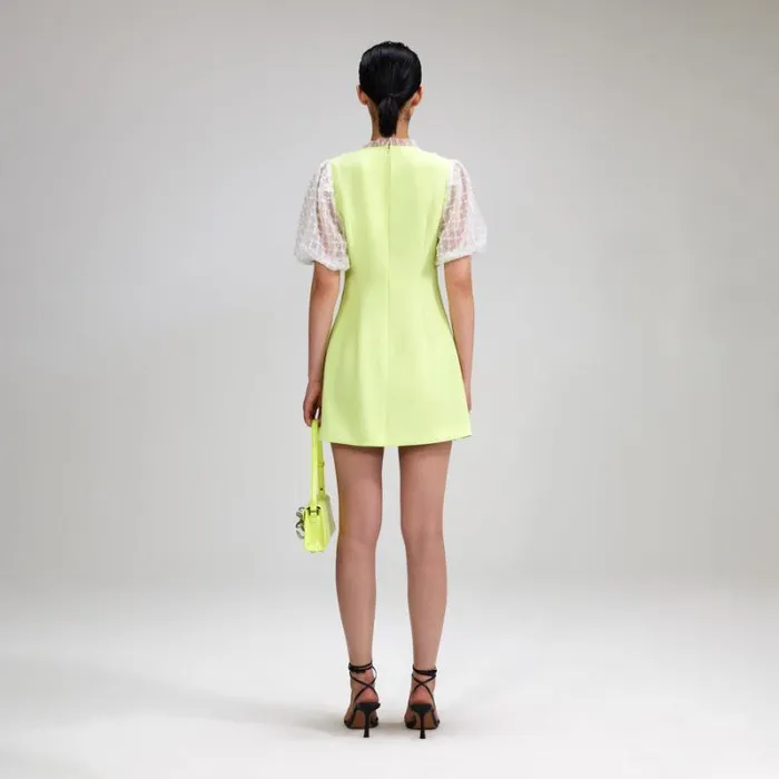 Dresses Woman SelfPortrait Lime Crepe Mini Dress Dresses Woman SelfPortrait Lime Crepe Mini Dress
