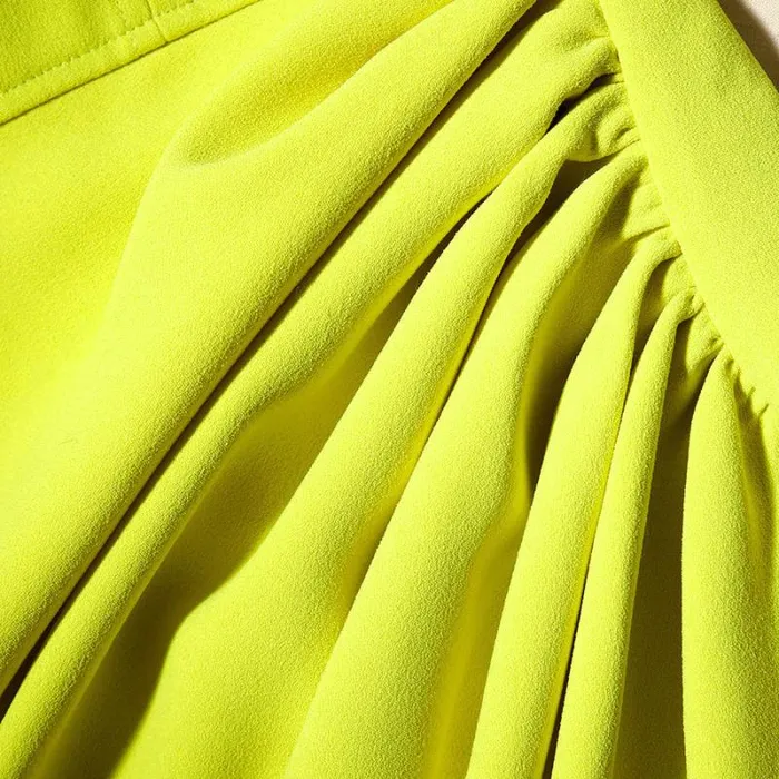 Dresses Woman SelfPortrait Lime Crepe Ruched Midi Dress Dresses Woman SelfPortrait Lime Crepe Ruched Midi Dress