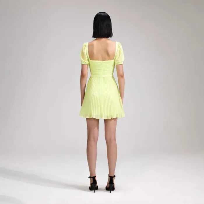 Dresses Woman SelfPortrait Lime Floral Chiffon Midi Dress