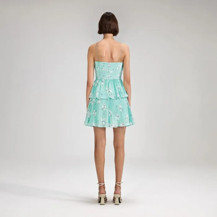 Dresses Woman SelfPortrait Lime Floral Chiffon Mini Dress Dresses Woman SelfPortrait Lime Floral Chiffon Mini Dress