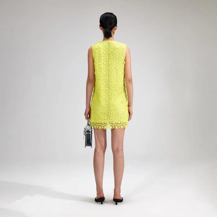 Dresses Woman SelfPortrait Lime Floral Chiffon Mini Dress Dresses Woman SelfPortrait Lime Floral Chiffon Mini Dress