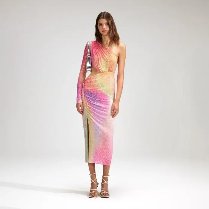 Dresses Woman SelfPortrait Lime Jersey OffShoulder Midi Dress Dresses Woman SelfPortrait Lime Jersey OffShoulder Midi Dress
