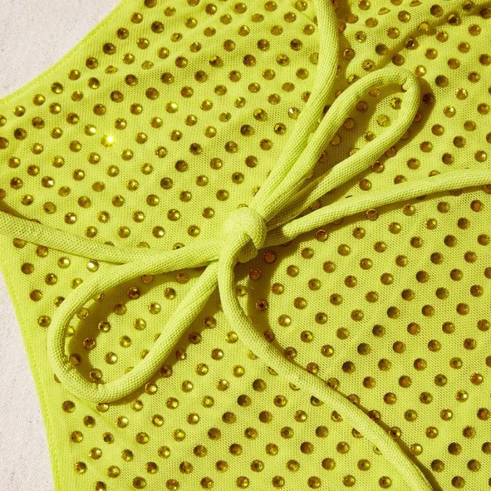 Dresses Woman SelfPortrait Lime Rhinestone Mesh Mini Dress Dresses Woman SelfPortrait Lime Rhinestone Mesh Mini Dress