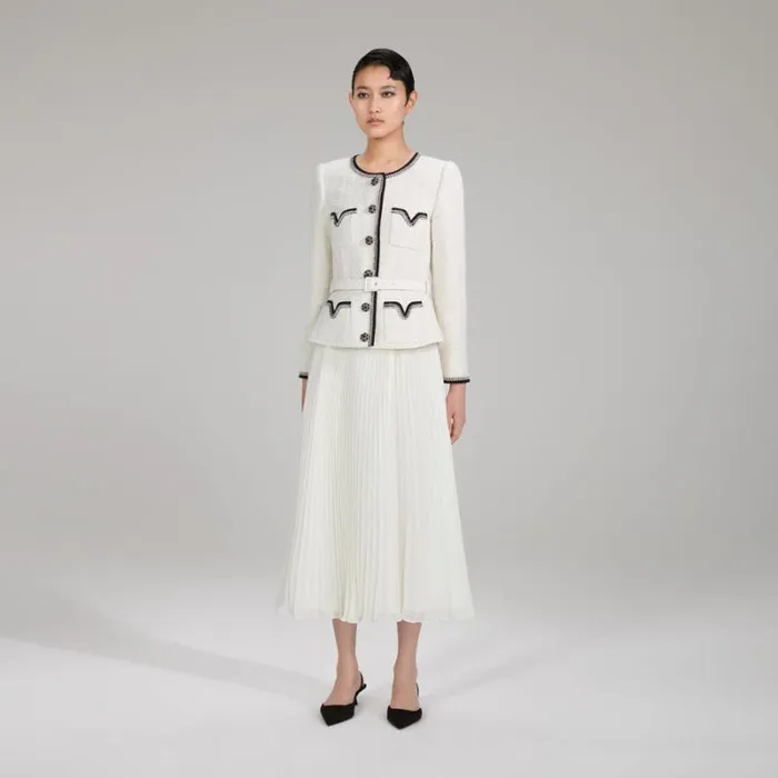 Dresses Woman SelfPortrait Metallic Boucl And Chiffon Midi Dress Dresses Woman SelfPortrait Metallic Boucl And Chiffon Midi Dress