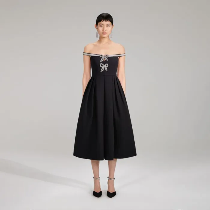Dresses Woman SelfPortrait Midi Heavy Crepe Dress