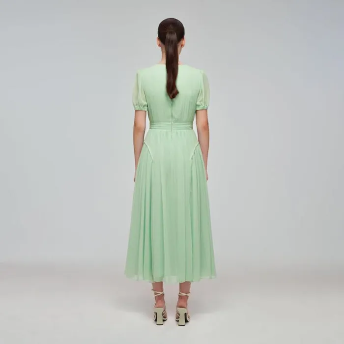 Dresses Woman SelfPortrait Mint Chiffon Tiered Maxi Dress Dresses Woman SelfPortrait Mint Chiffon Tiered Maxi Dress