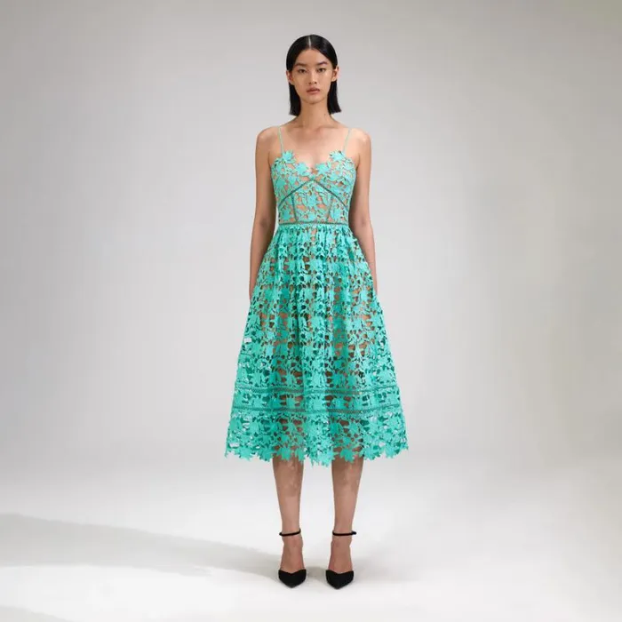 Dresses Woman SelfPortrait Mint Chiffon Tiered Maxi Dress Dresses Woman SelfPortrait Mint Chiffon Tiered Maxi Dress