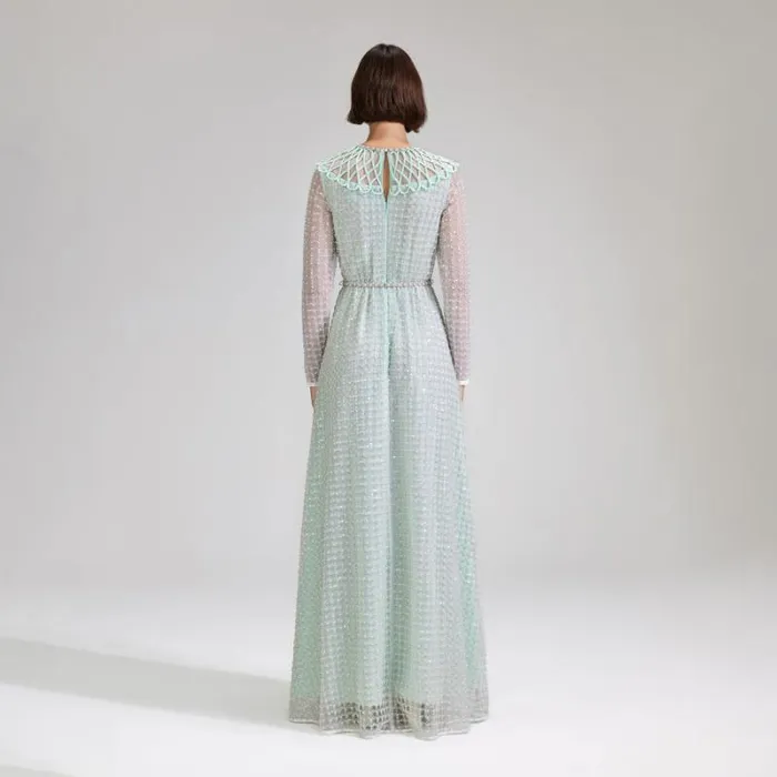 Dresses Woman SelfPortrait Mint Grid Sequin Pearl Maxi Dress Dresses Woman SelfPortrait Mint Grid Sequin Pearl Maxi Dress