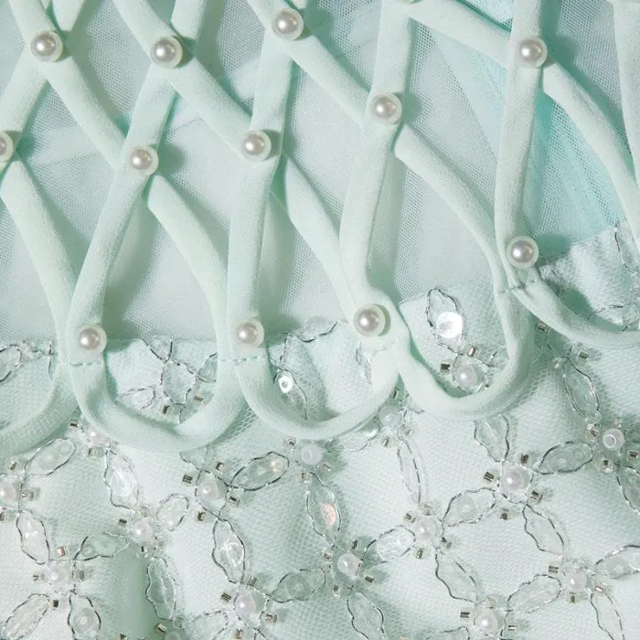 Dresses Woman SelfPortrait Mint Grid Sequin Pearl Maxi Dress Dresses Woman SelfPortrait Mint Grid Sequin Pearl Maxi Dress
