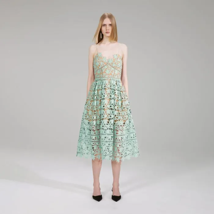 Dresses Woman SelfPortrait Mint Midi Azaelea Dress