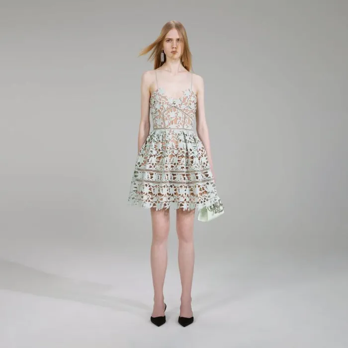 Dresses Woman SelfPortrait Mint Midi Azaelea Dress Dresses Woman SelfPortrait Mint Midi Azaelea Dress