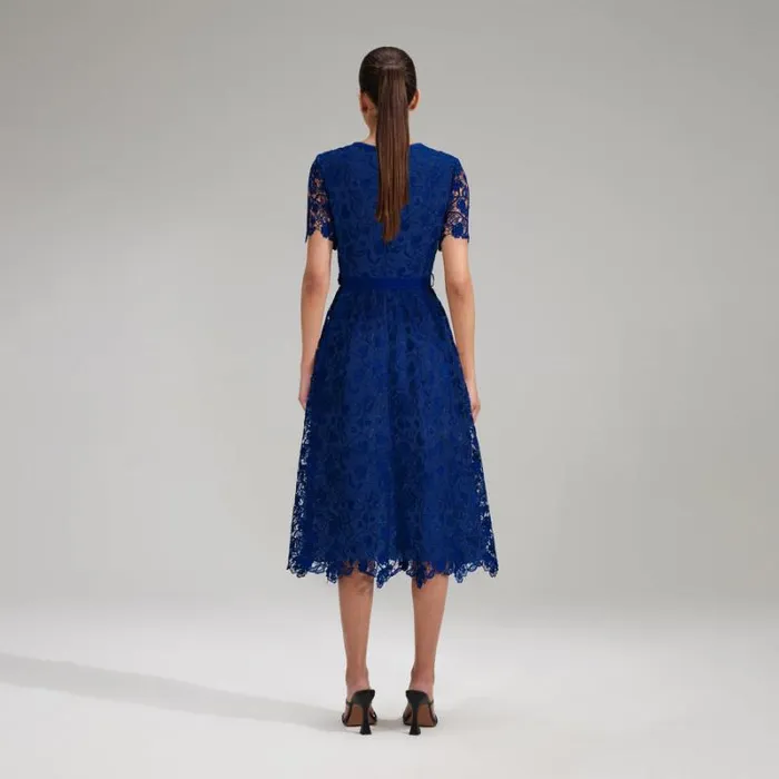 Dresses Woman SelfPortrait Navy Boucle Chiffon Skirt Midi Dress Dresses Woman SelfPortrait Navy Boucle Chiffon Skirt Midi Dress