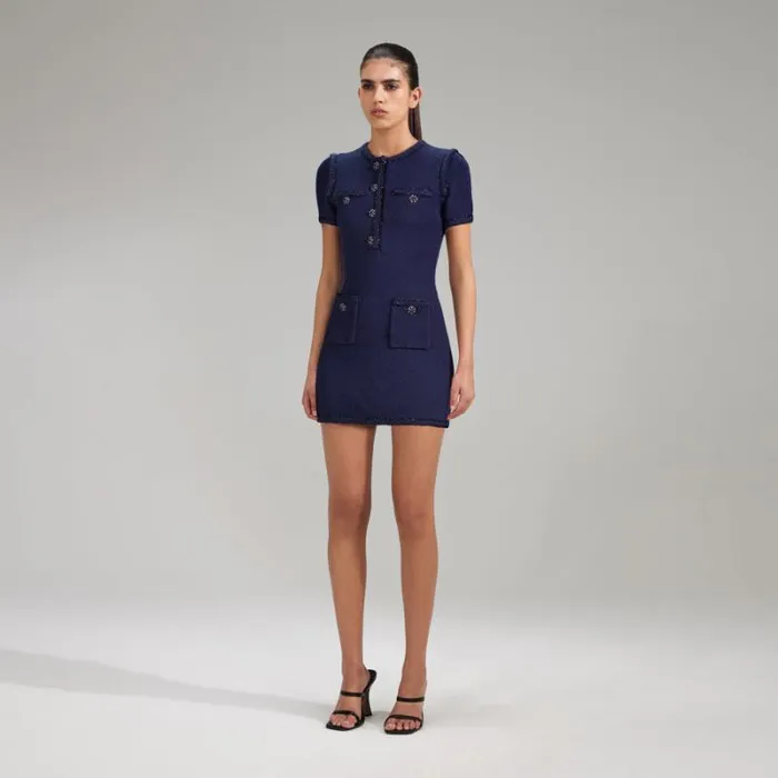 Dresses Woman SelfPortrait Navy Knit Mini Dress Dresses Woman SelfPortrait Navy Knit Mini Dress