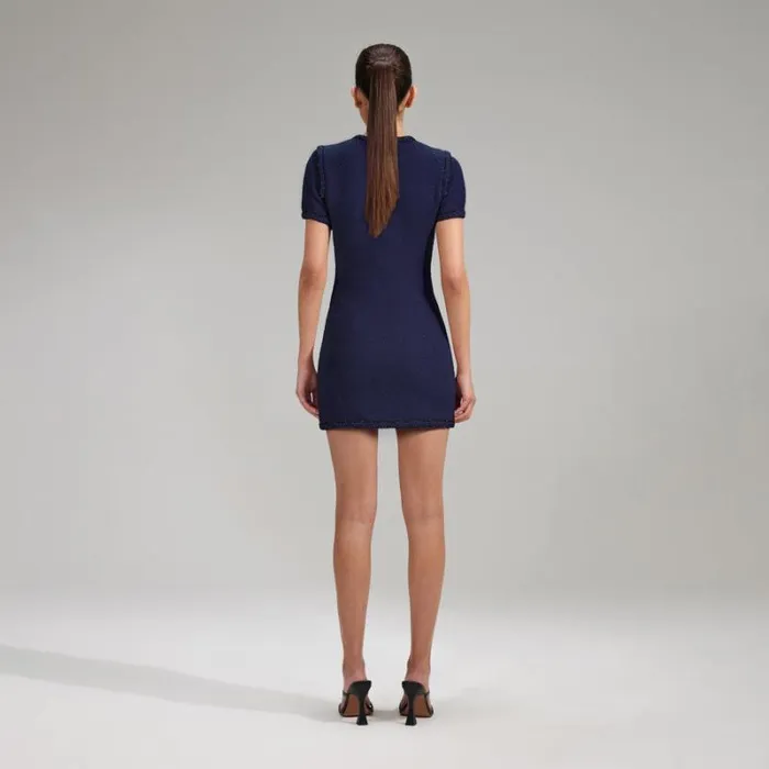 Dresses Woman SelfPortrait Navy Knit Mini Dress Dresses Woman SelfPortrait Navy Knit Mini Dress