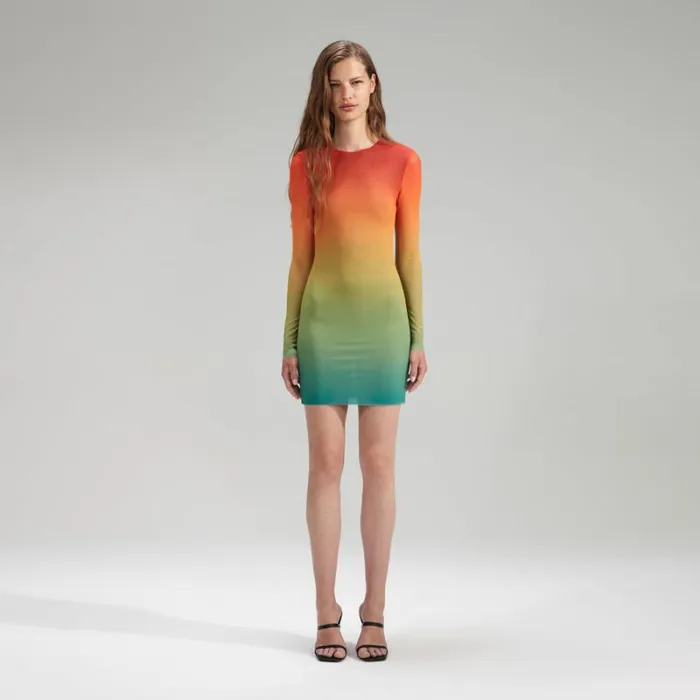 Dresses Woman SelfPortrait Ombre Mesh Mini Dress
