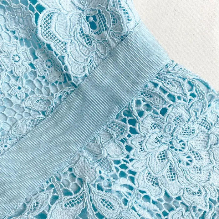 Dresses Woman SelfPortrait Pale Blue Cord Lace Midi Dress Dresses Woman SelfPortrait Pale Blue Cord Lace Midi Dress