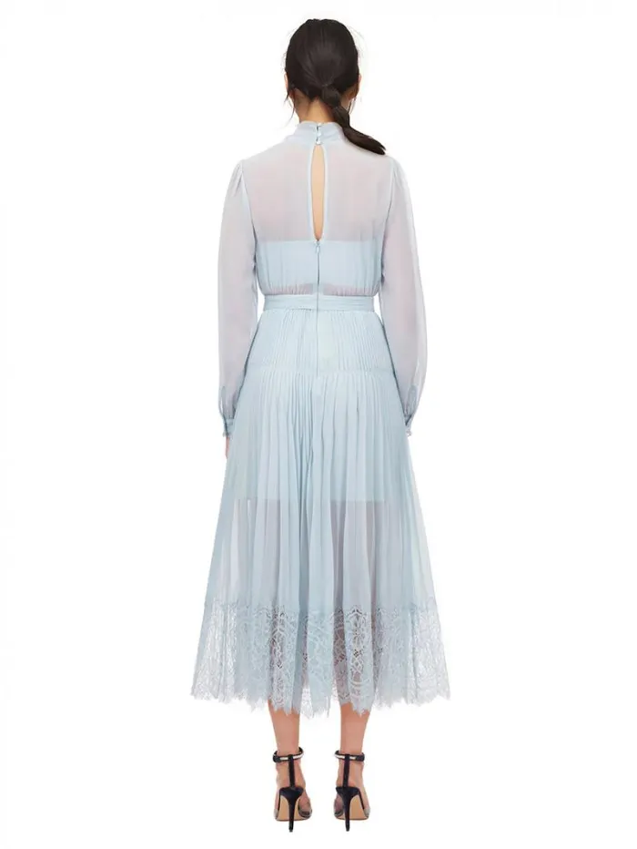 Dresses Woman SelfPortrait Pale Pink Chiffon Trimmed Midi Dress Dresses Woman SelfPortrait Pale Pink Chiffon Trimmed Midi Dress