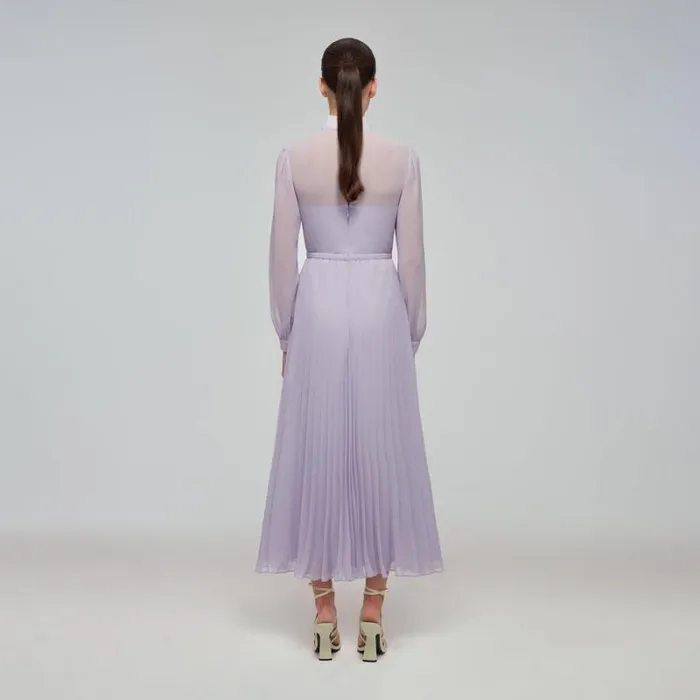 Dresses Woman SelfPortrait Pale Pink Chiffon Trimmed Midi Dress Dresses Woman SelfPortrait Pale Pink Chiffon Trimmed Midi Dress