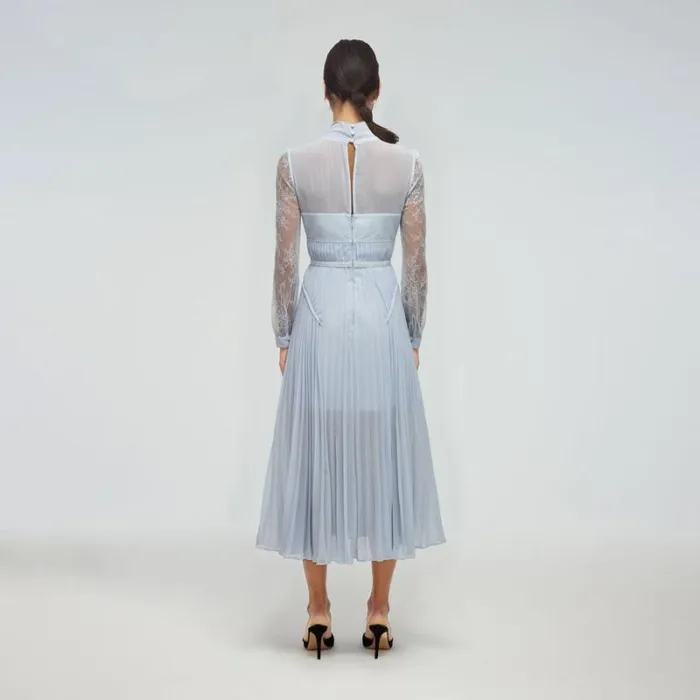 Dresses Woman SelfPortrait Pale Pink Chiffon Trimmed Midi Dress Dresses Woman SelfPortrait Pale Pink Chiffon Trimmed Midi Dress