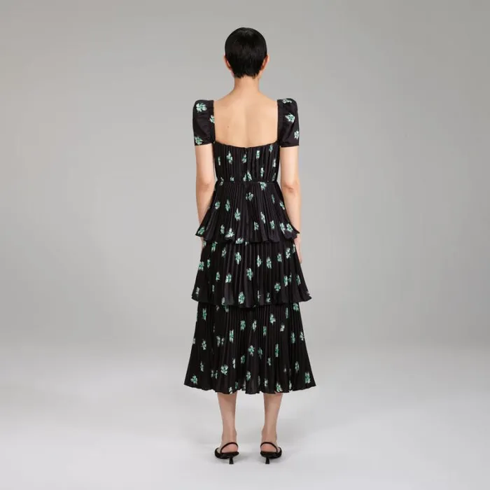 Dresses Woman SelfPortrait Pansy Print Stretch Crepe Midi Dress Dresses Woman SelfPortrait Pansy Print Stretch Crepe Midi Dress