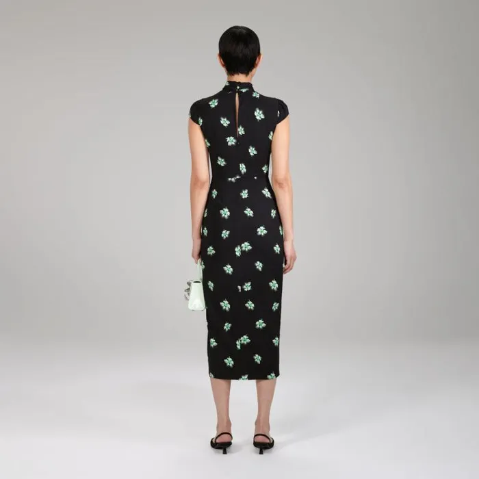 Dresses Woman SelfPortrait Pansy Print Stretch Crepe Midi Dress Dresses Woman SelfPortrait Pansy Print Stretch Crepe Midi Dress