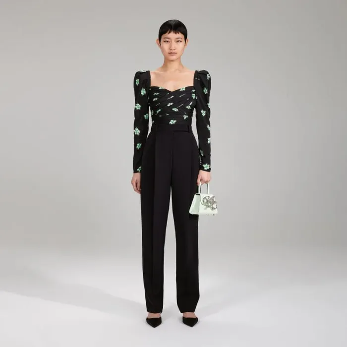 Dresses Woman SelfPortrait Pansy Print Stretch Crepe Midi Dress Dresses Woman SelfPortrait Pansy Print Stretch Crepe Midi Dress