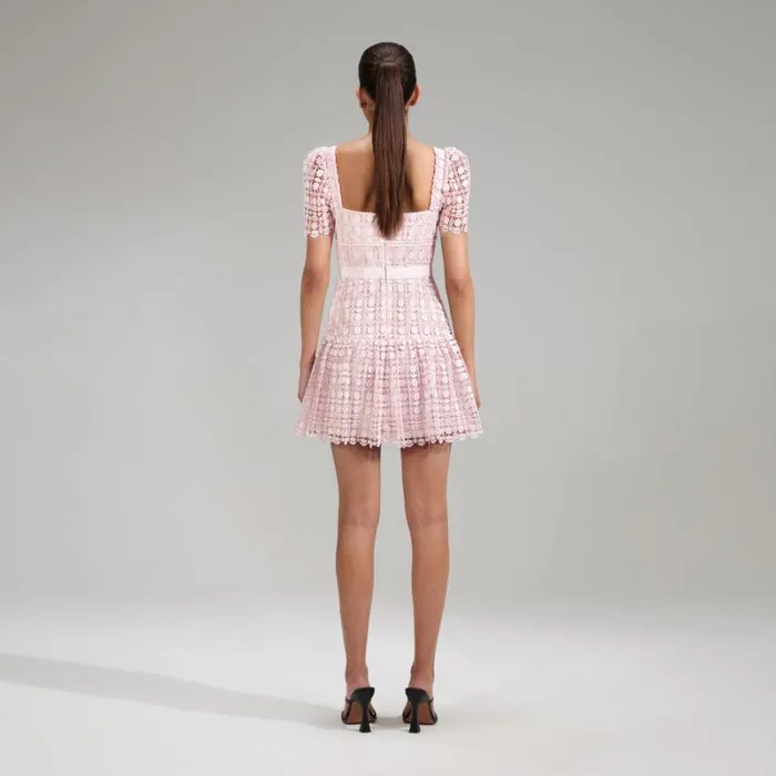 Dresses Woman SelfPortrait Pink 3D Cotton Lace Mini Dress Dresses Woman SelfPortrait Pink 3D Cotton Lace Mini Dress