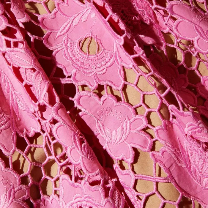 Dresses Woman SelfPortrait Pink 3D Cotton Lace Mini Dress Dresses Woman SelfPortrait Pink 3D Cotton Lace Mini Dress