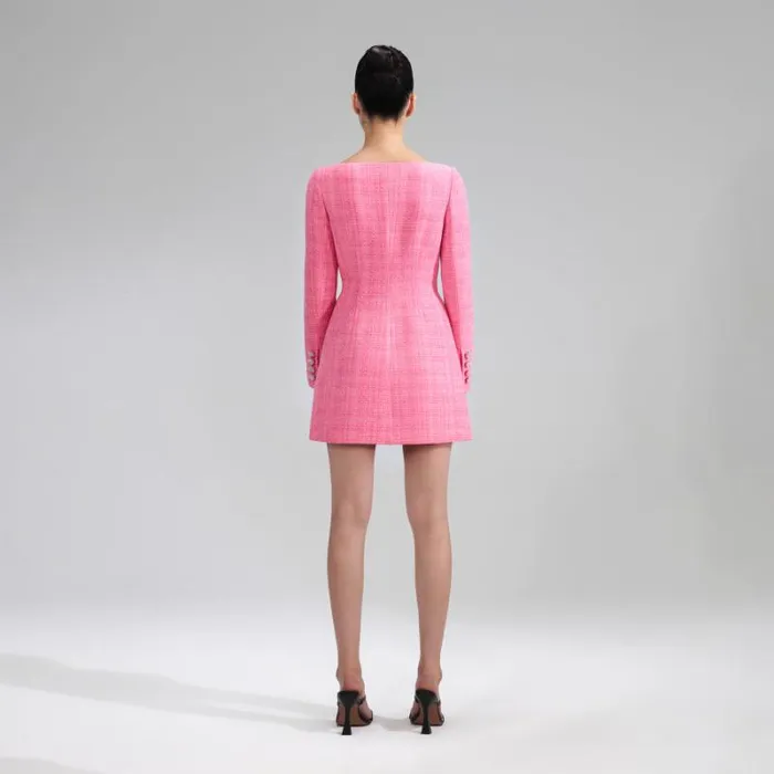 Dresses Woman SelfPortrait Pink Boucle Diamante Detail Mini Dress Dresses Woman SelfPortrait Pink Boucle Diamante Detail Mini Dress