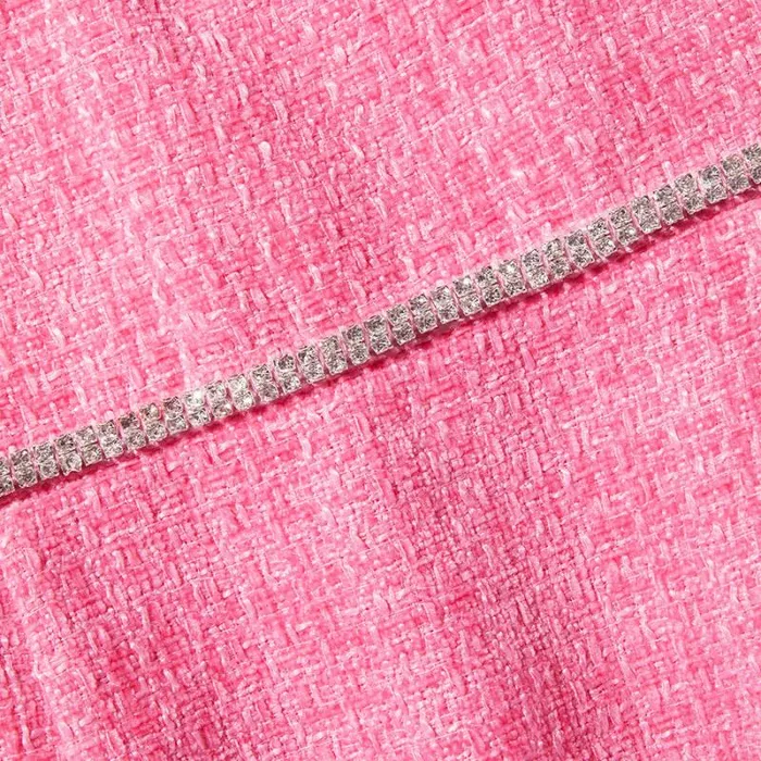 Dresses Woman SelfPortrait Pink Boucle Diamante Detail Mini Dress Dresses Woman SelfPortrait Pink Boucle Diamante Detail Mini Dress