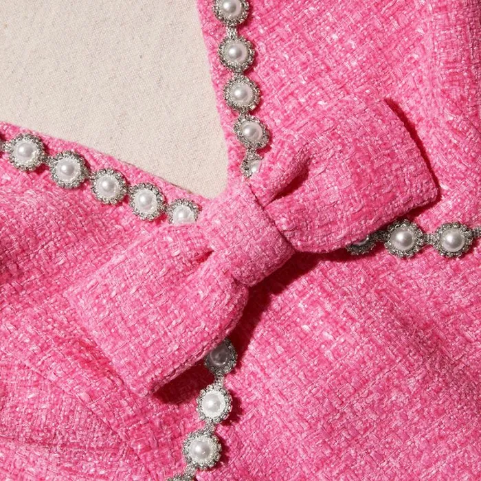 Dresses Woman SelfPortrait Pink Boucle VNeck Mini Dress Dresses Woman SelfPortrait Pink Boucle VNeck Mini Dress