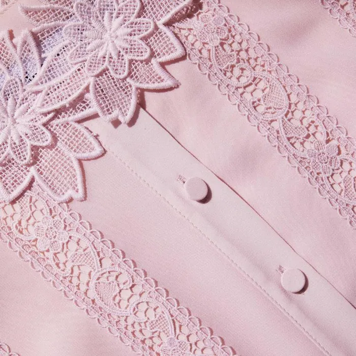 Dresses Woman SelfPortrait Pink Chiffon Lace Pleated Maxi Dress Dresses Woman SelfPortrait Pink Chiffon Lace Pleated Maxi Dress