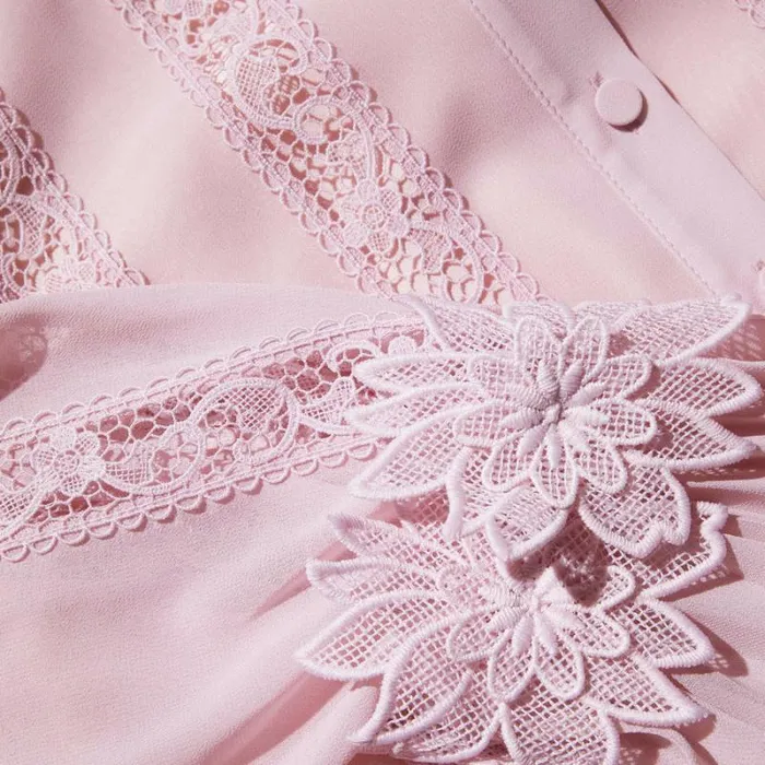 Dresses Woman SelfPortrait Pink Chiffon Lace Pleated Maxi Dress Dresses Woman SelfPortrait Pink Chiffon Lace Pleated Maxi Dress