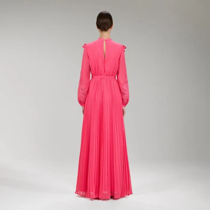 Dresses Woman SelfPortrait Pink Chiffon Midi Dress Dresses Woman SelfPortrait Pink Chiffon Midi Dress