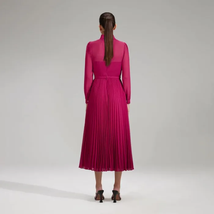 Dresses Woman SelfPortrait Pink Chiffon Midi Dress Dresses Woman SelfPortrait Pink Chiffon Midi Dress