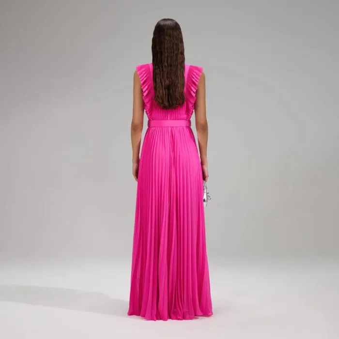 Dresses Woman SelfPortrait Pink Chiffon Sleeveless Ruffle Maxi Dress Dresses Woman SelfPortrait Pink Chiffon Sleeveless Ruffle Maxi Dress