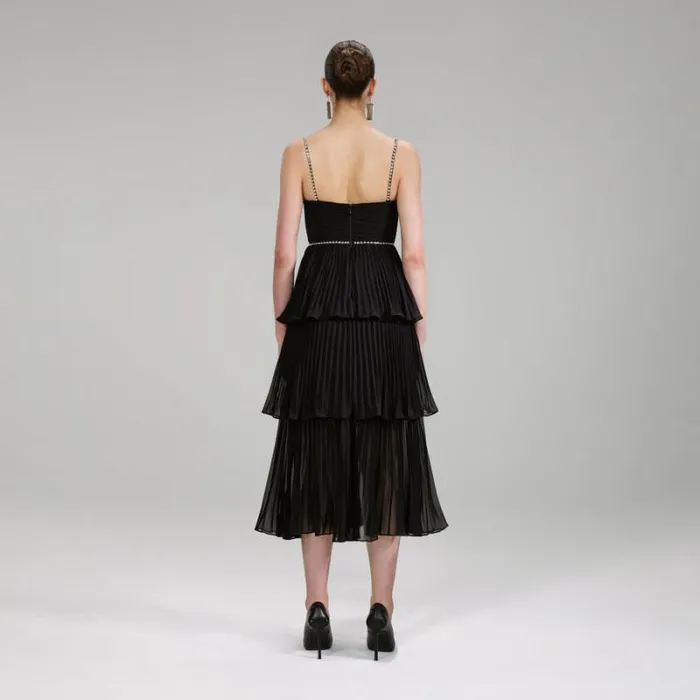 Dresses Woman SelfPortrait Pink Chiffon Tiered Midi Dress Dresses Woman SelfPortrait Pink Chiffon Tiered Midi Dress