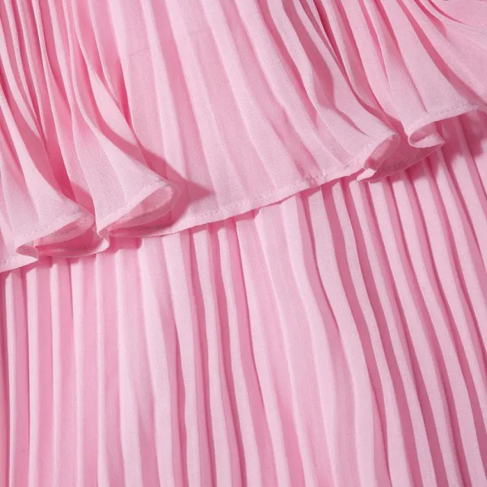 Dresses Woman SelfPortrait Pink Chiffon Tiered Midi Dress Dresses Woman SelfPortrait Pink Chiffon Tiered Midi Dress