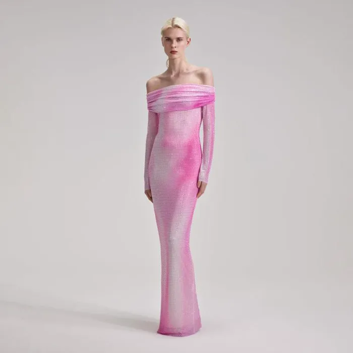 Dresses Woman SelfPortrait Pink Contour Print Maxi Dress Dresses Woman SelfPortrait Pink Contour Print Maxi Dress