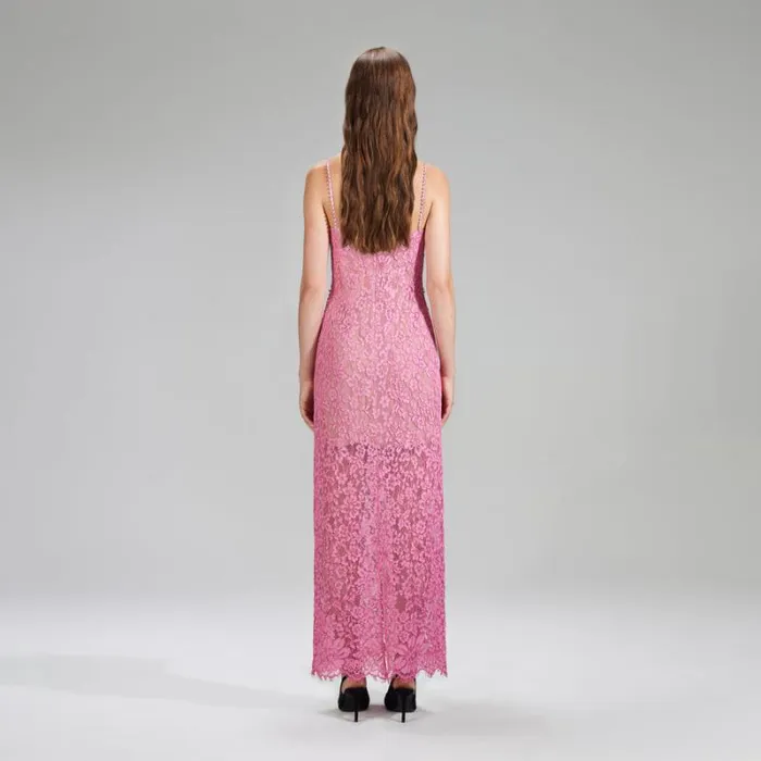 Dresses Woman SelfPortrait Pink Corded Lace Midi Dress Dresses Woman SelfPortrait Pink Corded Lace Midi Dress