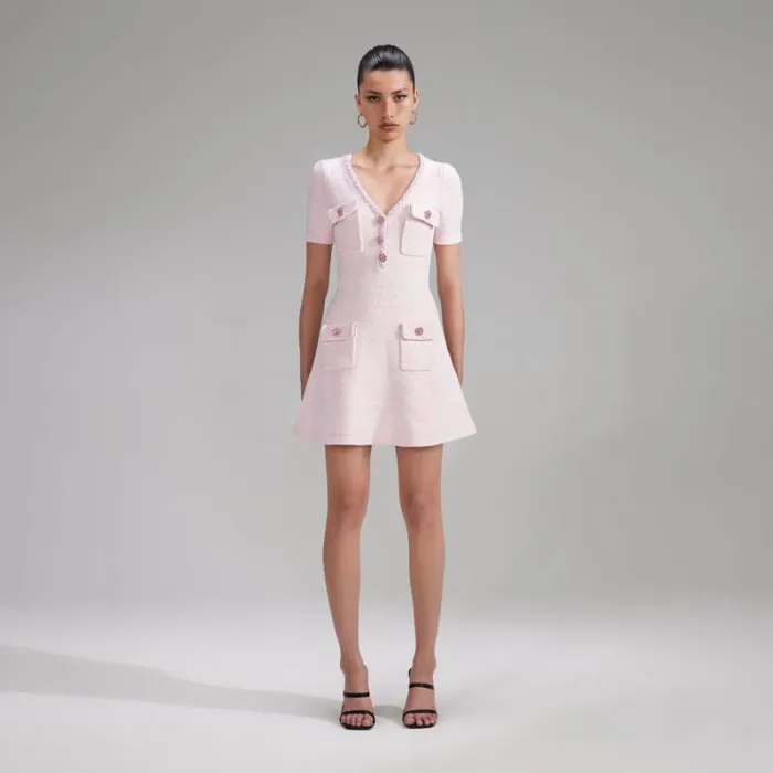 Dresses Woman SelfPortrait Pink Cotton Knit Mini Dress