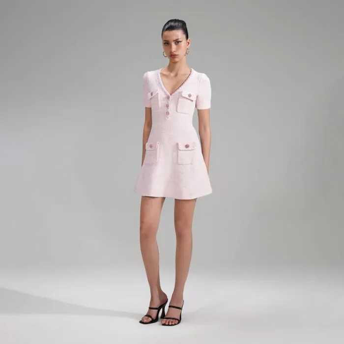 Dresses Woman SelfPortrait Pink Cotton Knit Mini Dress Dresses Woman SelfPortrait Pink Cotton Knit Mini Dress