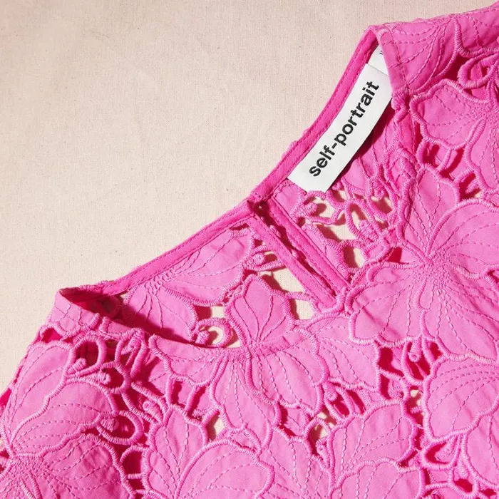 Dresses Woman SelfPortrait Pink Cotton Lace Mini Dress Dresses Woman SelfPortrait Pink Cotton Lace Mini Dress