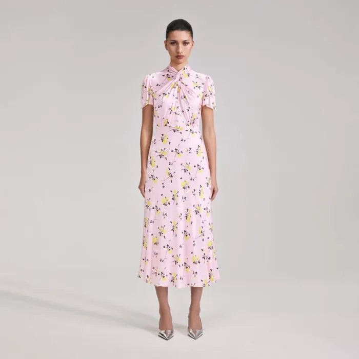 Dresses Woman SelfPortrait Pink Floral Print Midi Dress