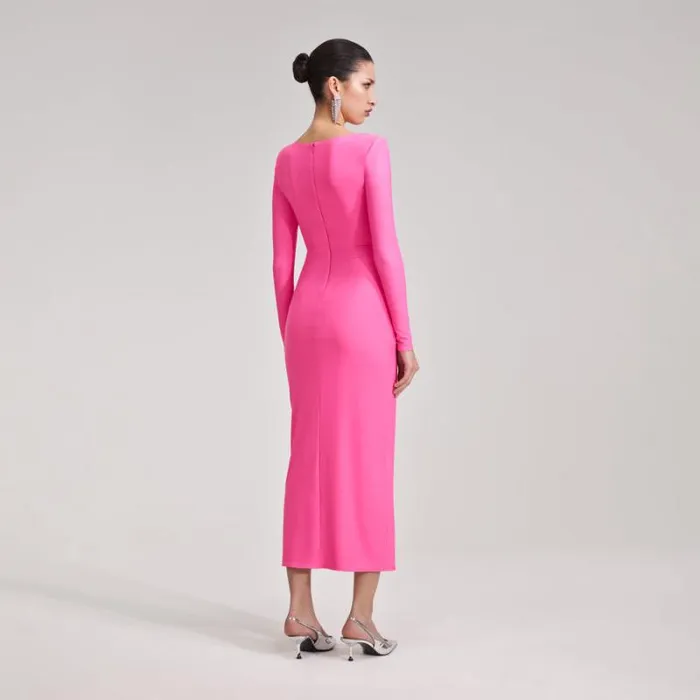 Dresses Woman SelfPortrait Pink Jersey Midi Dress Dresses Woman SelfPortrait Pink Jersey Midi Dress