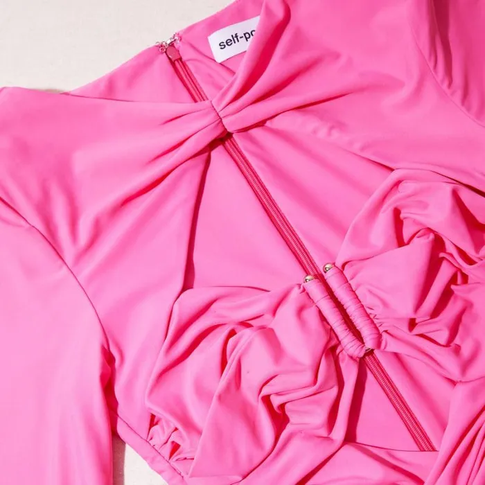Dresses Woman SelfPortrait Pink Jersey Midi Dress Dresses Woman SelfPortrait Pink Jersey Midi Dress