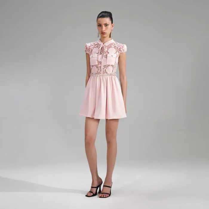 Dresses Woman SelfPortrait Pink Lace Cotton Mini Dress Dresses Woman SelfPortrait Pink Lace Cotton Mini Dress