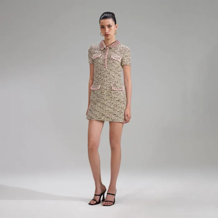 Dresses Woman SelfPortrait Pink Metallic Boucle Mini Dress Dresses Woman SelfPortrait Pink Metallic Boucle Mini Dress