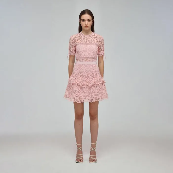Dresses Woman SelfPortrait Pink Petal Lace Mini Dress Dresses Woman SelfPortrait Pink Petal Lace Mini Dress