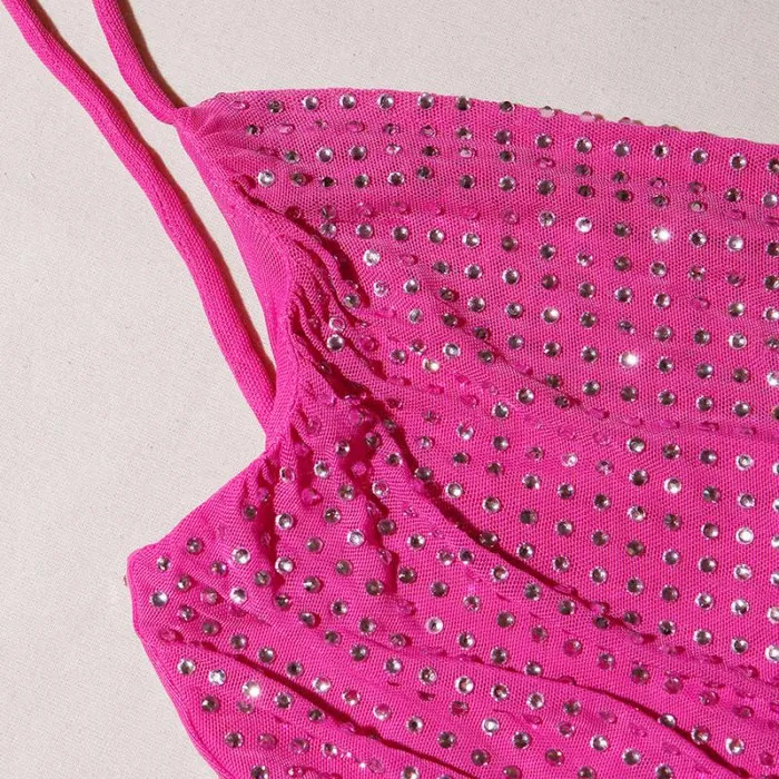 Dresses Woman SelfPortrait Pink Rhinestone Midi Dress Dresses Woman SelfPortrait Pink Rhinestone Midi Dress